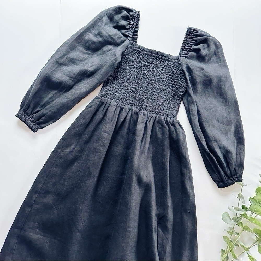 NEW J.Crew Linen Daydream Midi Dress Black - Picture 8 of 13